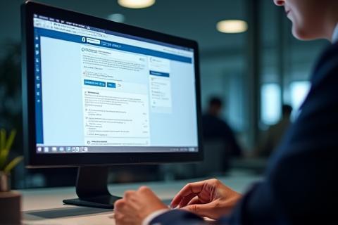 Person optimizing a LinkedIn profile on a screen