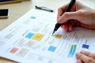 Person looking at a career path flowchart