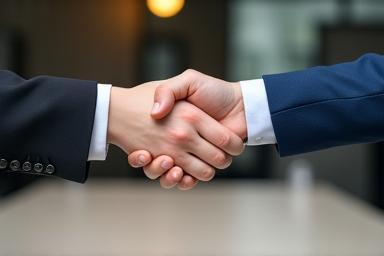 Two people shaking hands after a negotiation